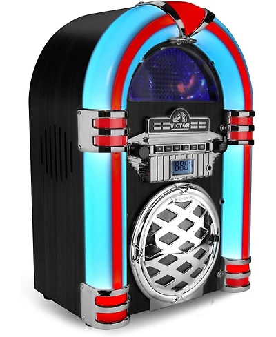 Victor Broadway Desktop Bluetooth Led Jukebox Speaker with Cd Player and Fm Radio - Black