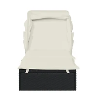 Sunbed Black Poly Rattan 83.9 in x 24.8 in x 38.2 in Foldable