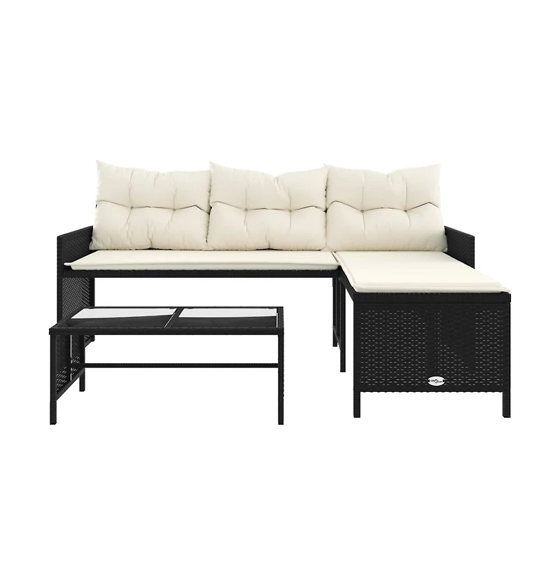 vidaXL Garden Sofa Black, Cream White