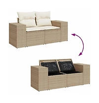 Garden Sofa Beige Poly Rattan Large Modular Garden Sofa