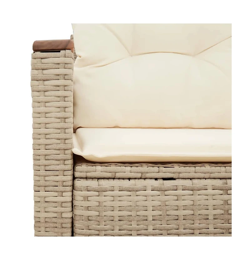 Garden Sofa Beige Pe rattan 2-Seater Foldable Outdoor Sofa