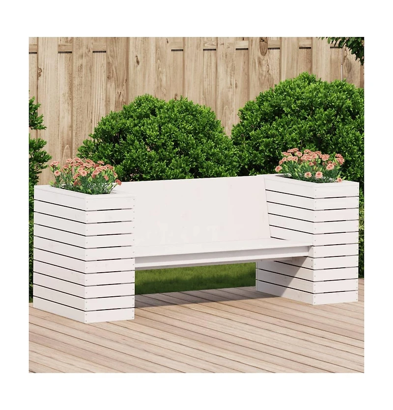 Planter Bench White Solid pine wood Medium Planters