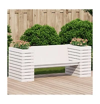 Planter Bench White Solid pine wood Medium Planters