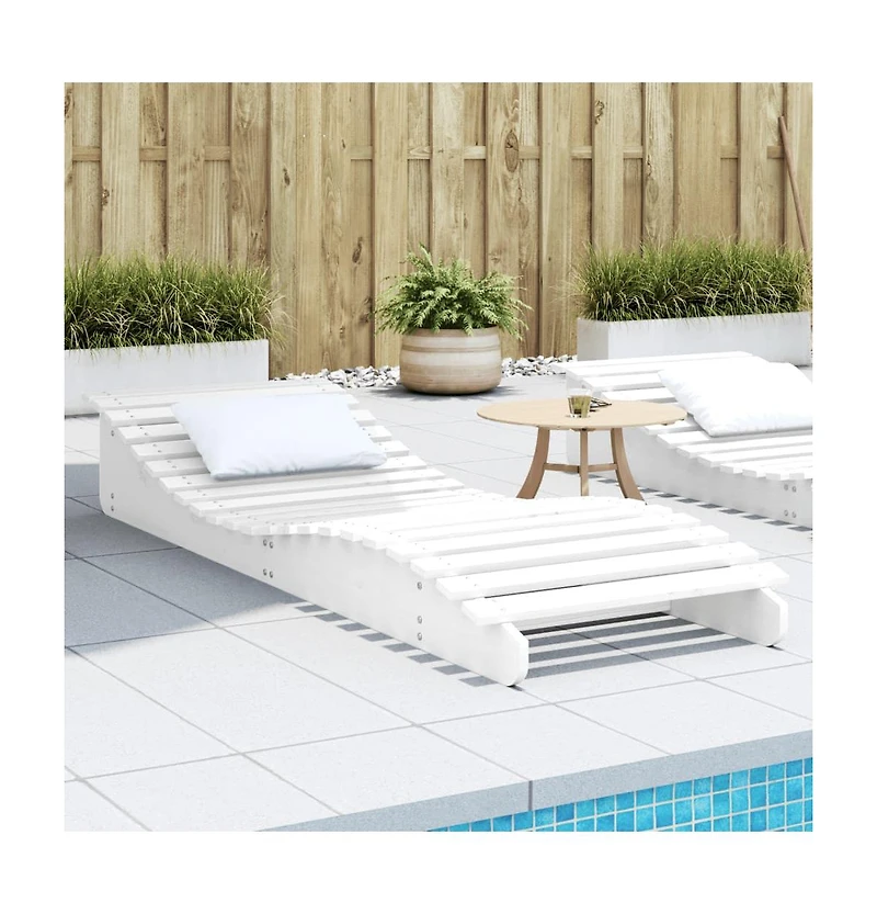 Sun Lounger White Solid pine wood 80.7x27.6x12.4 in Ergonomic