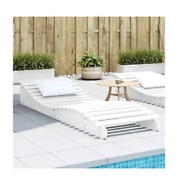 Sun Lounger White Solid pine wood 80.7x27.6x12.4 in Ergonomic