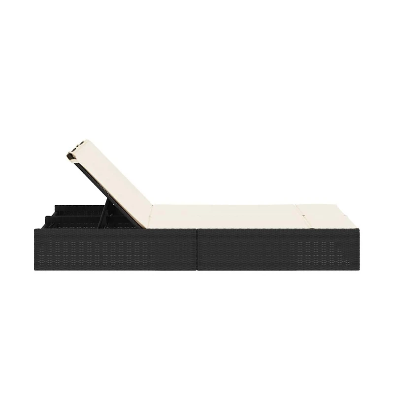 vidaXL Double Sun Lounger Black, Cream White