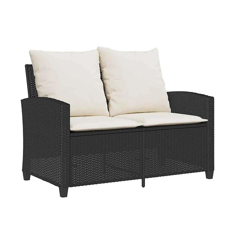 Garden Sofa Black, Cream White Pe Rattan Medium Removable Covers