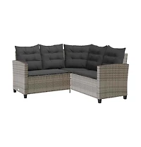 Garden Sofa Gray, Dark Gray Pe rattan Medium Adjustable Feet