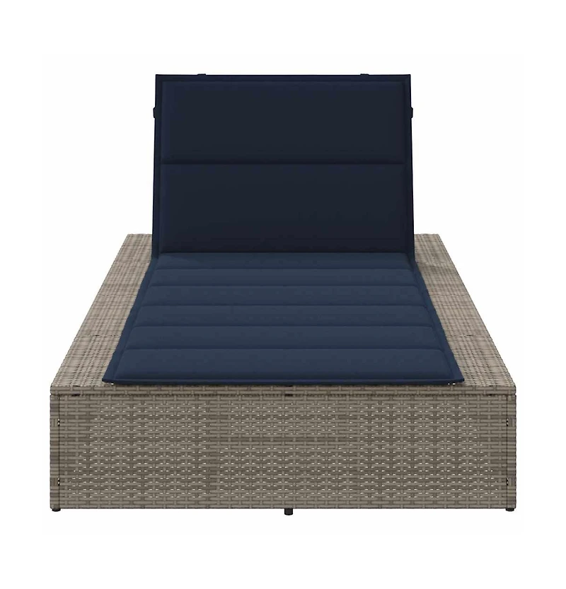 vidaXL Patio Sunbed Grey Pe Rattan Standard Adjustable Armrests