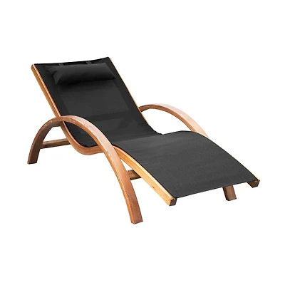 Chic Crate - Black Outdoor Chaise Lounge Chair with Breathable Sling Mesh and Comfortable Curved Design for Patio Relaxation