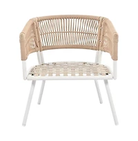 Chic Crate - 4-Piece Patio Furniture Set with Acacia Wood Table, Boho Rope Design & Cushions – Creamy Beige Outdoor Seating