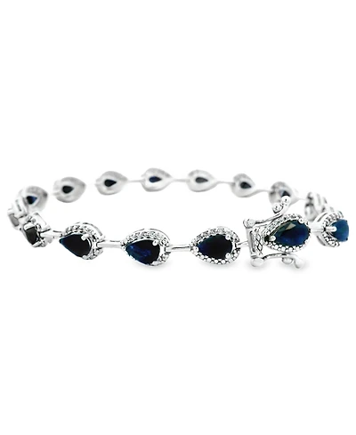 Macy's Pear Sapphire (8 ct. t.w.) and White Sapphire Bracelet (0.04 ct. t.w.) in Sterling Silver