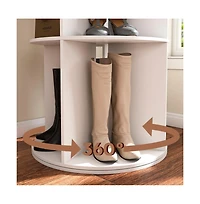 Chic Crate 6-Tier Rotating Shoe Rack Tower, 3608 Revolving Free Standing Organizer, Holds 24 Pairs White