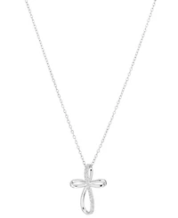 Macy's Cubic Zirconia Cross Necklace (0.14 ct. t.w.) in Sterling Silver (also in 14k Gold)