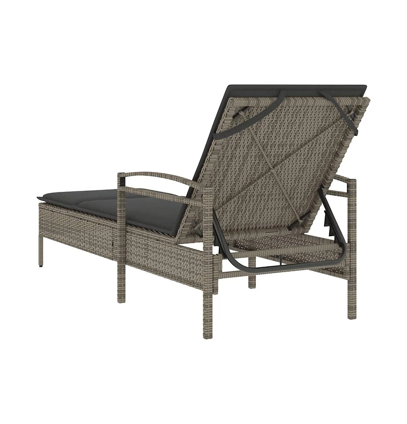 Sun Lounger Grey Poly Rattan, Powder-Coated Steel And over