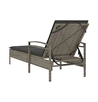 Sun Lounger Grey Poly Rattan, Powder-Coated Steel And over
