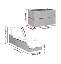 vidaXL Folding Sun Lounger Grey Pe rattan, powder-coated steel Standard