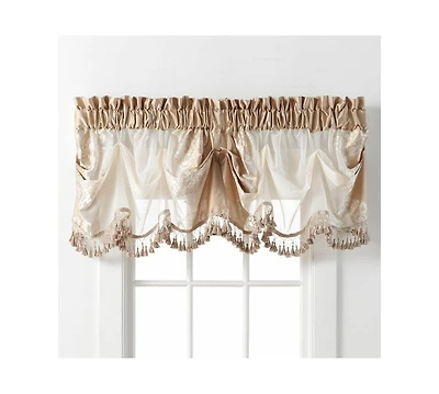 Kate Aurora Danbury Custom Austrian Embroidered Rod Pocket Window Valance Treatment - 54 in. W x 20 L, Cranberry