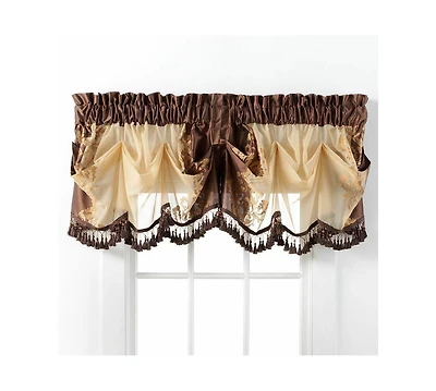 Kate Aurora Danbury Custom Austrian Embroidered Rod Pocket Window Valance Treatment - 54 in. W x 20 L, Cranberry