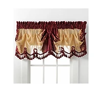 Kate Aurora Danbury Custom Austrian Embroidered Rod Pocket Window Valance Treatment - 54 in. W x 20 in. L, Cranberry