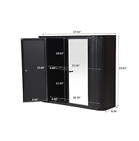 Chic Crate Black Wall-Mounted Vanity 2 Mirrored Doors & Open Shelf | Farmhouse Metal Frame | Over-the-Sink