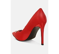 Rhinestones Embellished Satin Stiletto Pumps Women