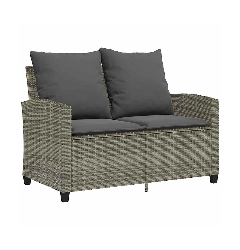 Garden Sofa Grey Pe rattan 2-Seater Water-resistant materials