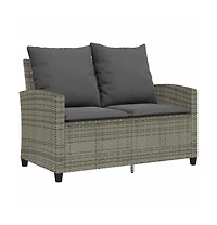 Garden Sofa Grey Pe rattan 2-Seater Water-resistant materials