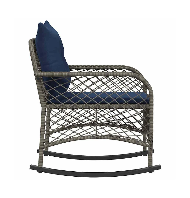 Patio Rocking Chair with Cushions Gray Poly Rattan