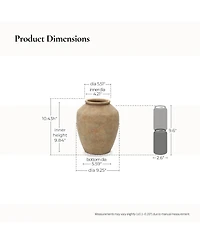 LuxenHome Terracotta 10.4" Vase with Earthy Brown Tones, Accent for Farmhouse or Boho Interiors