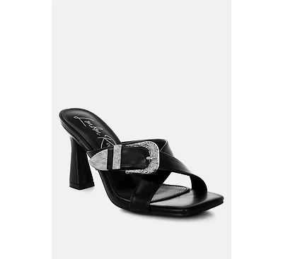 London Rag Mohaya Engraved Metallic Buckle Sandals Women