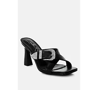 London Rag Mohaya Engraved Metallic Buckle Sandals Women