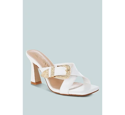 London Rag Mohaya Engraved Metallic Buckle Sandals Women