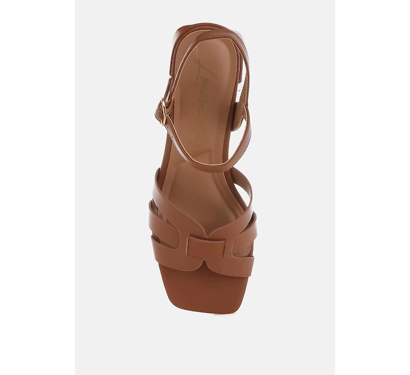London Rag Eliska Strappy Square Toe Block Heels Women