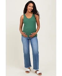Pinkblush Blue Frayed Hem Ankle Straight Leg Maternity Jeans