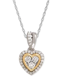 Diamond Mini-Heart Pendant Necklace (1/10 ct. t.w.) in Sterling Silver and 14k Gold