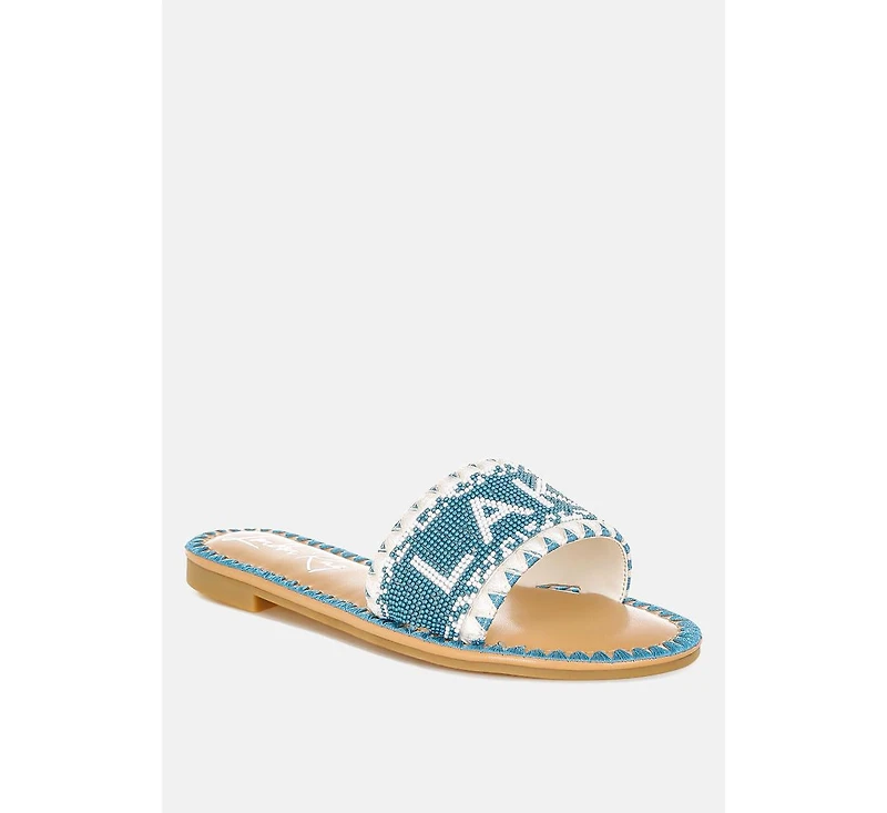 London Rag Beaded Lake Como Flat Slip Ons Women