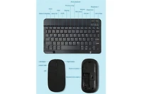 Ultra-Thin Portable Keyboard and Mouse Set - Bluetooth Keyboard and Wireless Matte Mouse with Laptop and Tablet, Three Systems Compatible