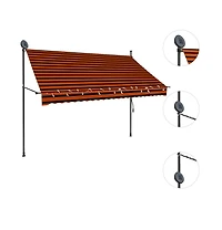 Retractable Awning Orange and Brown Polyester with Pu coating, Steel