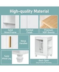 Lovmor 24inch Bathroom Vanity with Sink Bathroom Cabinet with Door Shelf Side Open Storage Solid Wood Frame Soft Closing Door White
