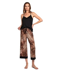 Linea Donatella Women's 3-Piece Leopard Skin Knit Pajama Set