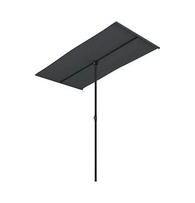 vidaXL Garden Parasol Black Polyester, Aluminum Medium Height-Adjustable