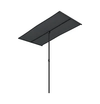 vidaXL Garden Parasol Black Polyester, Aluminum Medium Height-Adjustable