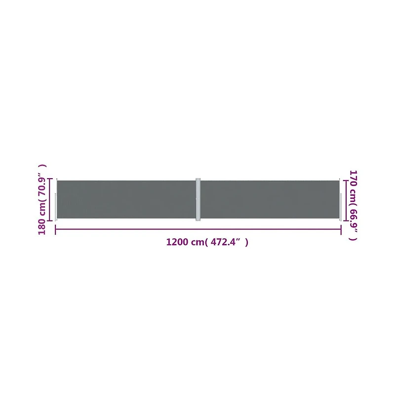 vidaXL Side Awning Anthracite Polyester with Pu coating, Steel, Aluminum