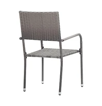 vidaXL Garden Dining Chair Set of 2 Grey Poly Rattan, Steel Standard