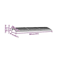 vidaXL Door Canopy Grey Polycarbonate, Abs, Aluminum 118.1 x 39.4 in