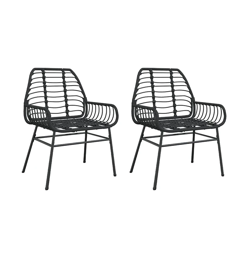 vidaXL Garden Chair Black Pe rattan, powder-coated steel Medium