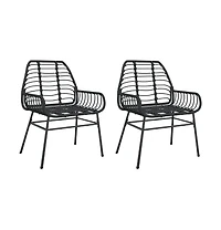 vidaXL Garden Chair Black Pe rattan, powder-coated steel Medium