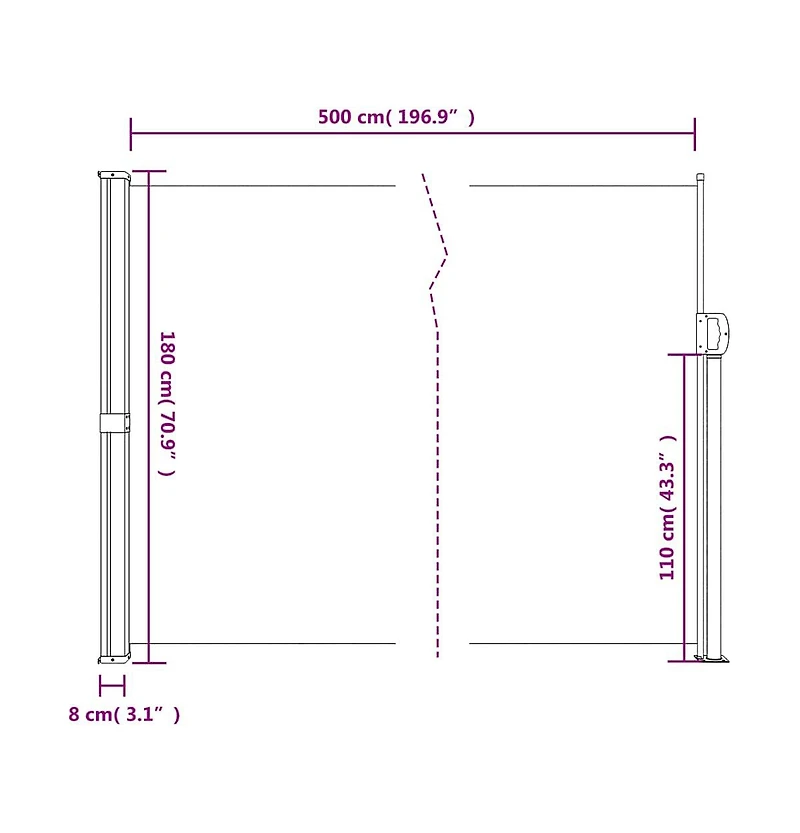vidaXL Retractable Side Awning Anthracite