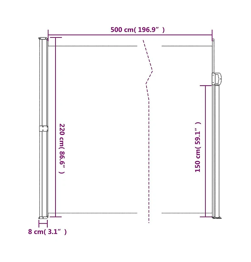 vidaXL Retractable Side Awning Anthracite